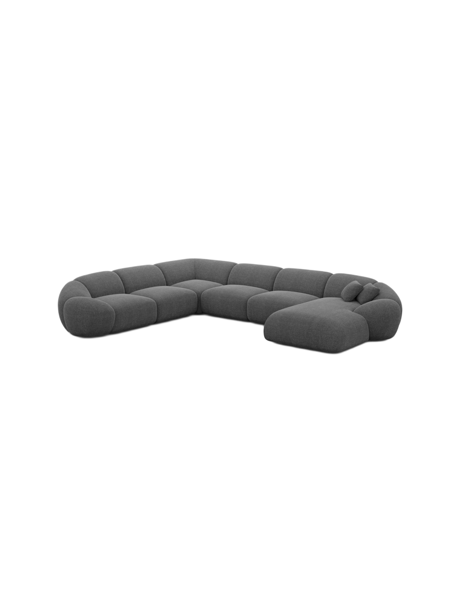 
7-Sitzer Design Panorama-Sofa „Arden XXL“ mit Strukturstoff-Bezug - Strukturstoff Anthrazit / Lange Seite links