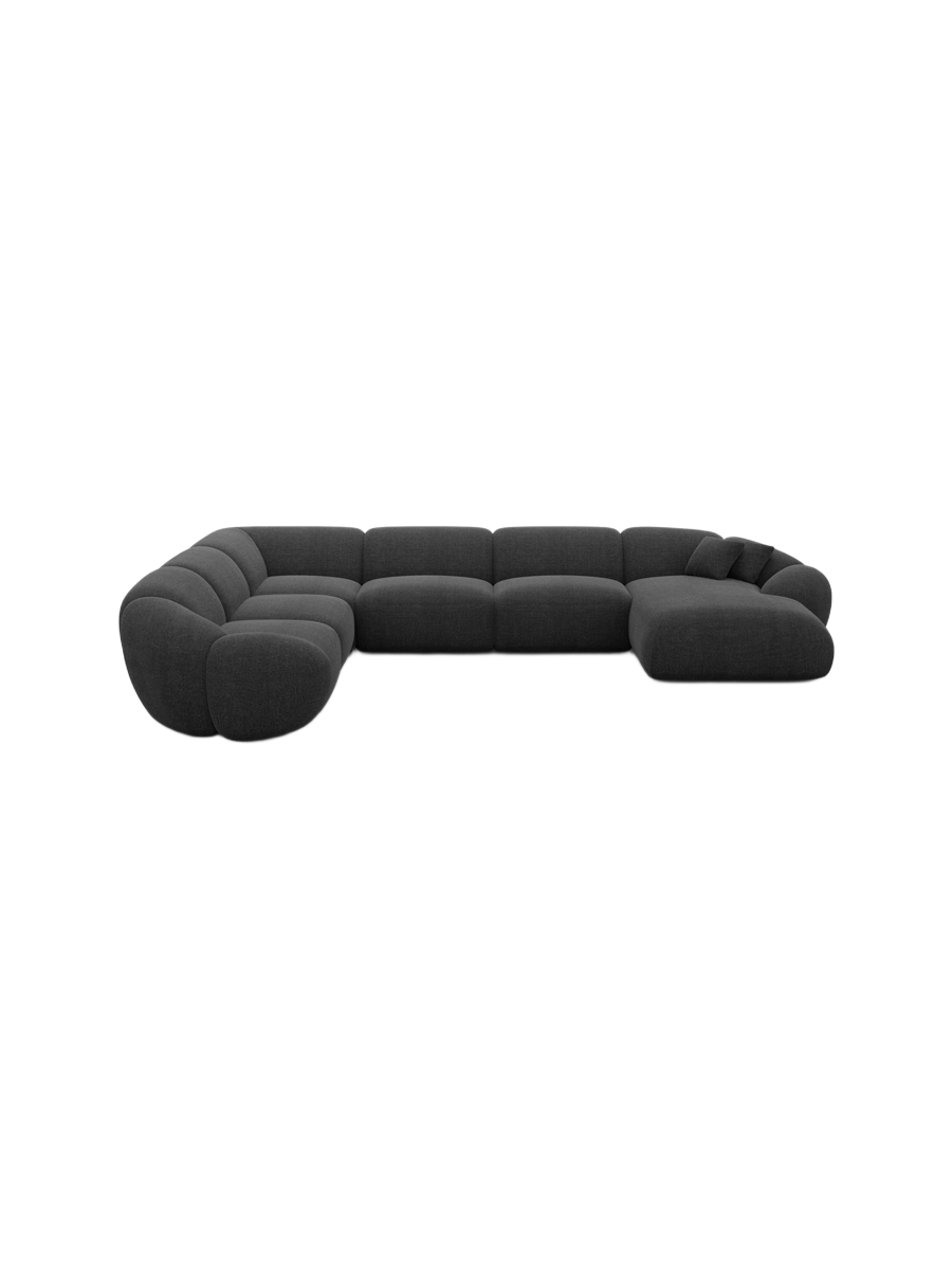 
7-Sitzer Design Panorama-Sofa „Arden XXL“ mit Strukturstoff-Bezug - Strukturstoff Anthrazit / Lange Seite links