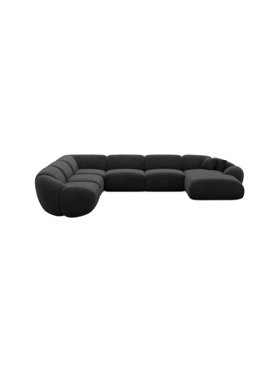 
7-Sitzer Design Panorama-Sofa „Arden XXL“ mit Samtbezug - Samtbezug Königsblau / Lange Seite links