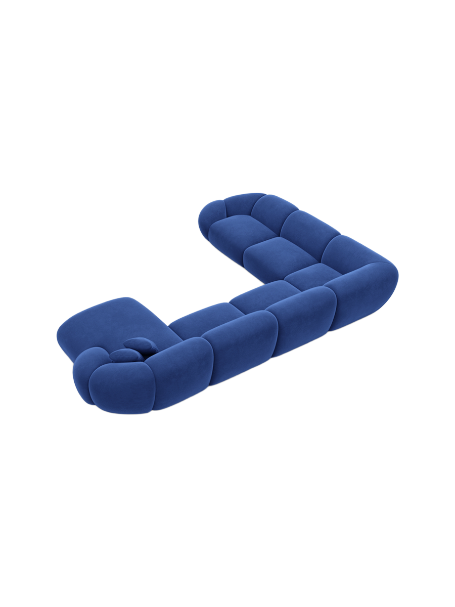 
7-Sitzer Design Panorama-Sofa „Arden XXL“ mit Samtbezug - Samtbezug Königsblau / Lange Seite links