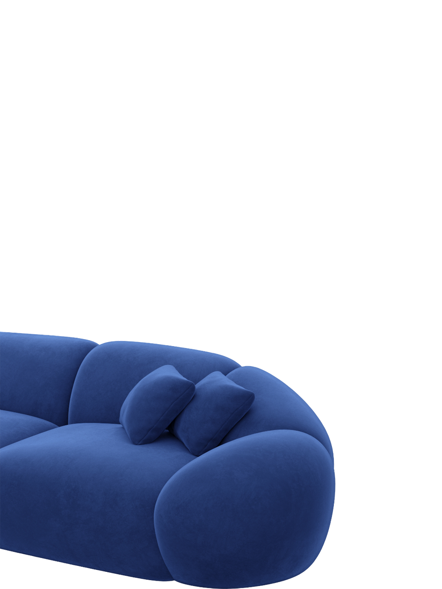 
7-Sitzer Design Panorama-Sofa „Arden XXL“ mit Samtbezug - Samtbezug Königsblau / Lange Seite links