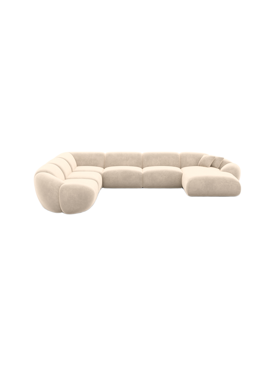 
7-Sitzer Design Panorama-Sofa „Arden XXL“ mit Samtbezug - Samtbezug Königsblau / Lange Seite links