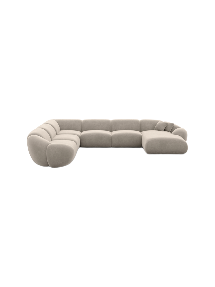 
7-Sitzer Design Panorama-Sofa „Arden XXL“ mit Samtbezug - Samtbezug Königsblau / Lange Seite links