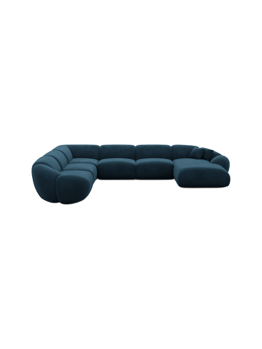 
7-Sitzer Design Panorama-Sofa „Arden XXL“ mit Samtbezug - Samtbezug Königsblau / Lange Seite links