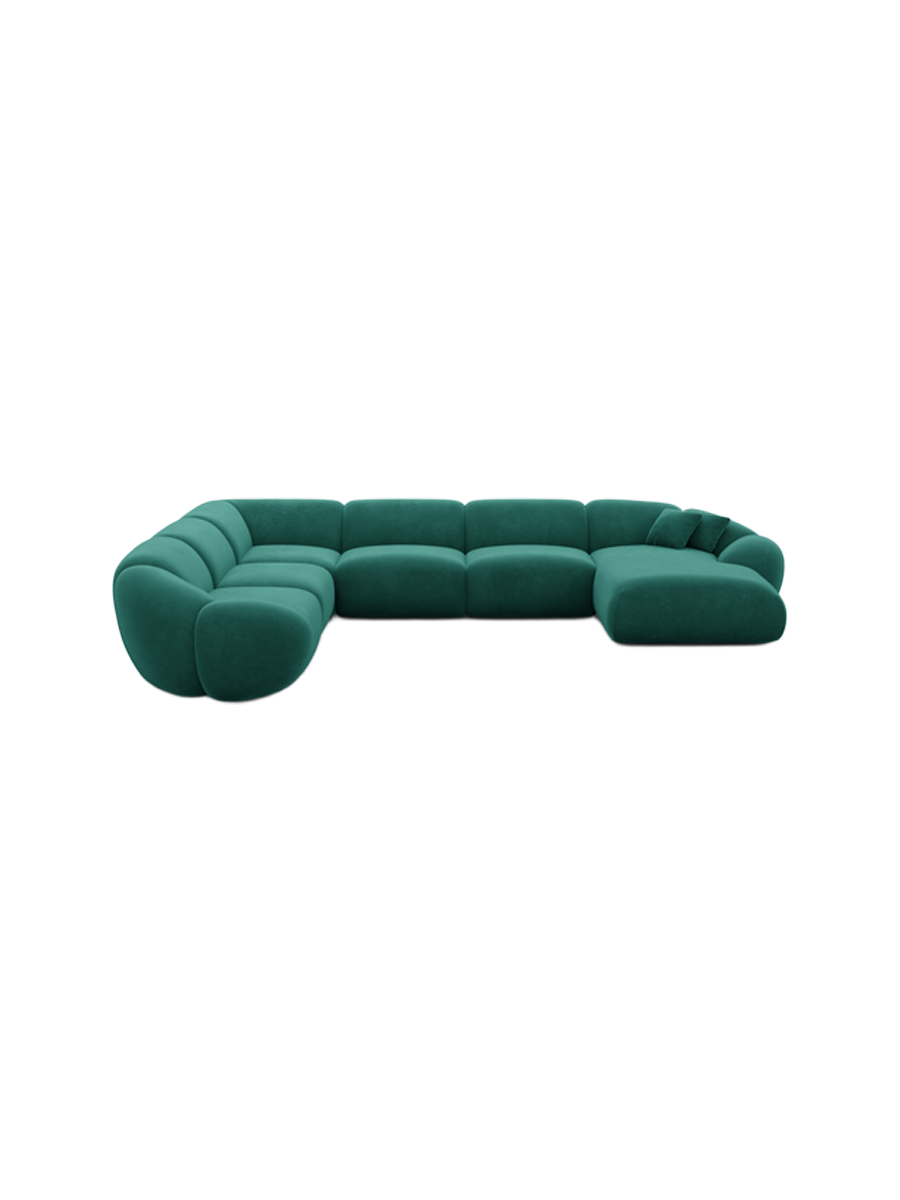 
7-Sitzer Design Panorama-Sofa „Arden XXL“ mit Samtbezug - Samtbezug Königsblau / Lange Seite links