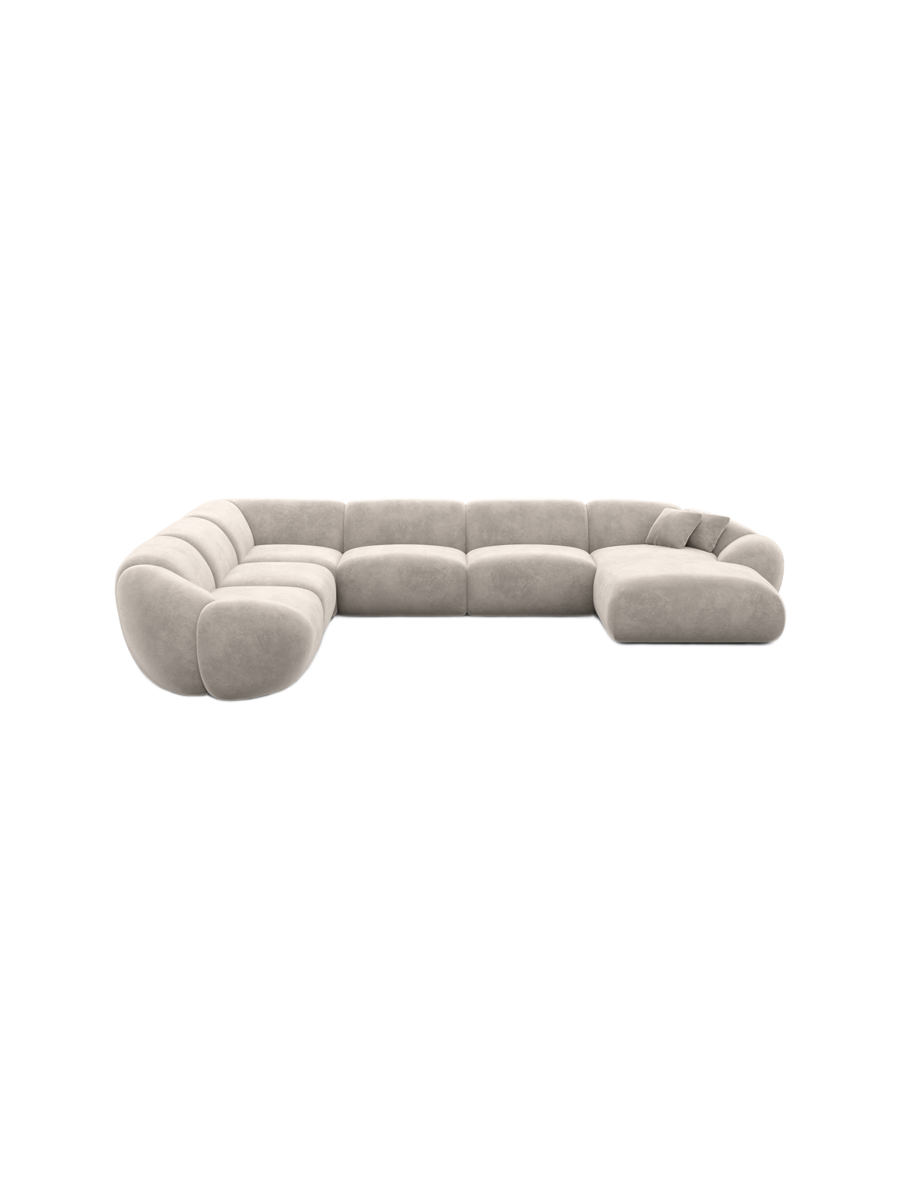
7-Sitzer Design Panorama-Sofa „Arden XXL“ mit Samtbezug - Samtbezug Königsblau / Lange Seite links