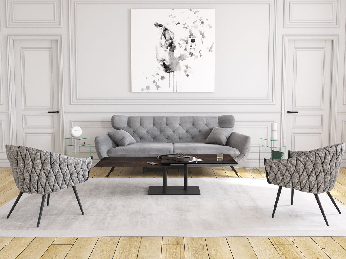 
Ausziehbarer, flexibler Design Keramik Couchtisch „Opera Double“ - Rostbraun