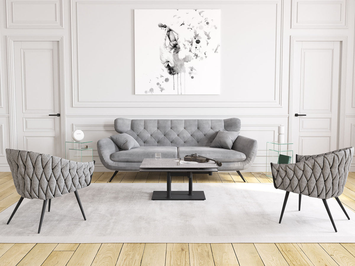 
Tavolino da caffè allungabile e flessibile in ceramica di design «Opera Double» - Argento