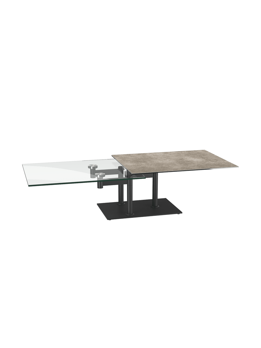 
Extendable, Flexible Designer Ceramic Coffee Table "Opera" - Titanium/Black