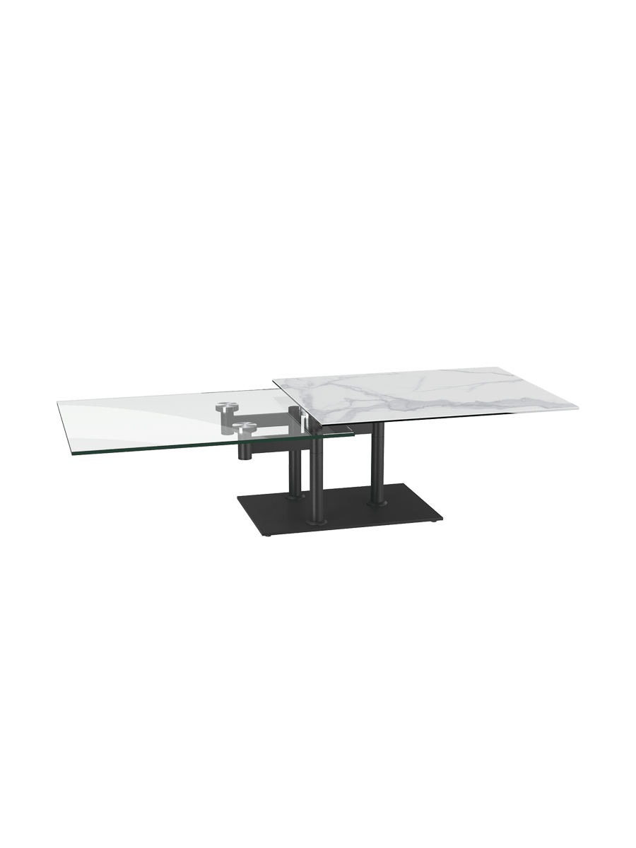 
Extendable, Flexible Designer Ceramic Coffee Table "Opera" - Titanium/Black