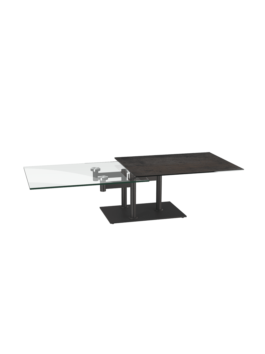 
Extendable, Flexible Designer Ceramic Coffee Table "Opera" - Titanium/Black
