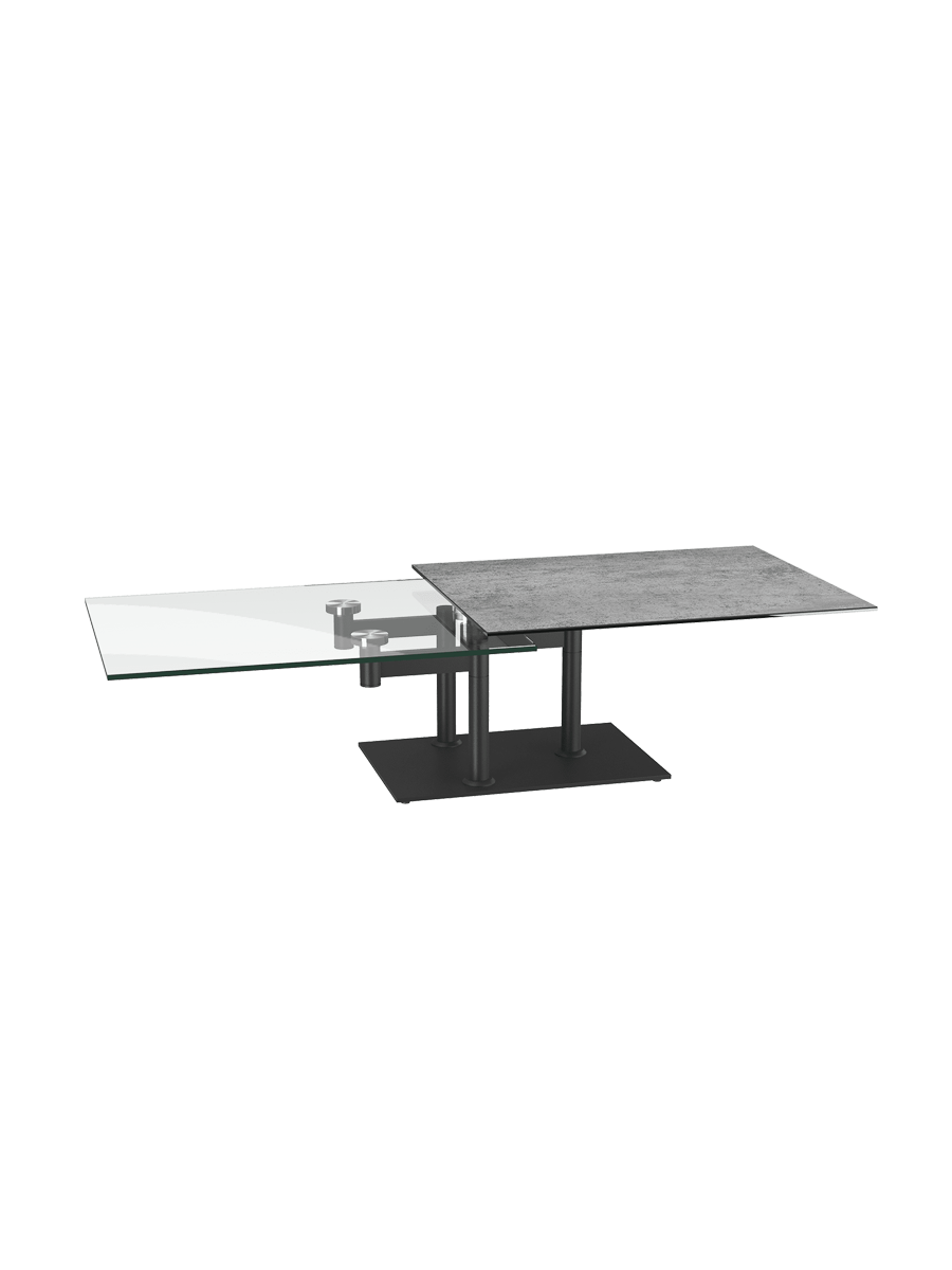 
Extendable, Flexible Designer Ceramic Coffee Table "Opera" - Titanium/Black
