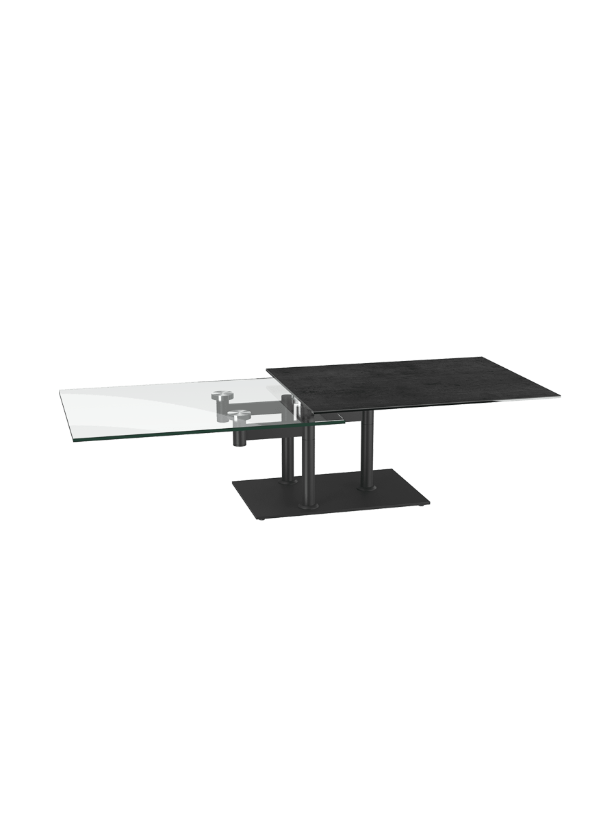 
Extendable, Flexible Designer Ceramic Coffee Table "Opera" - Titanium/Black
