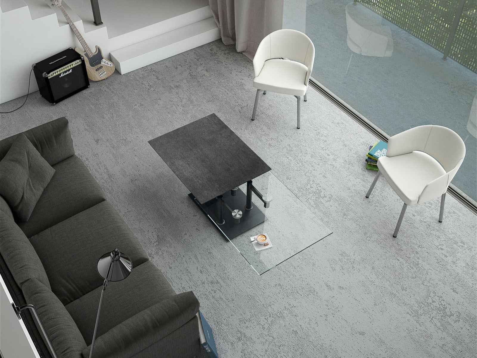 
Extendable, Flexible Designer Ceramic Coffee Table "Opera" - Titanium/Black
