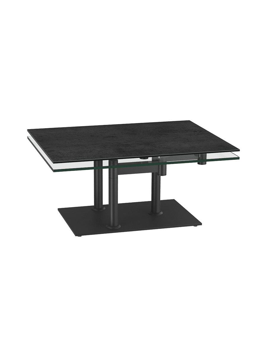 
Extendable, Flexible Designer Ceramic Coffee Table "Opera" - Titanium/Black