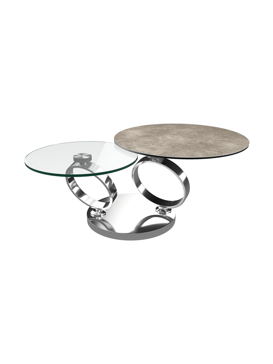 
Table basse design extensible et modulable « Eolia Silver » - Céramique Silver
