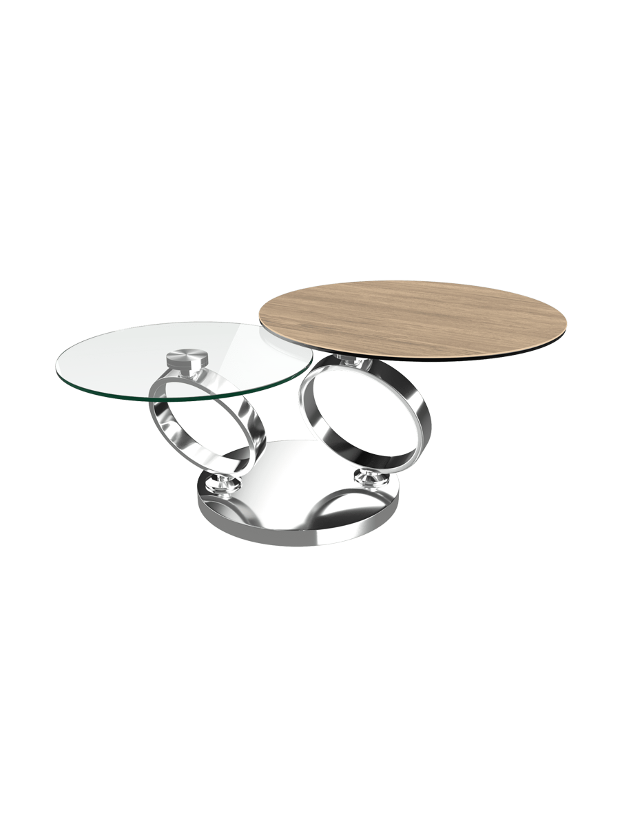 
Table basse design extensible et modulable « Eolia Silver » - Céramique Silver