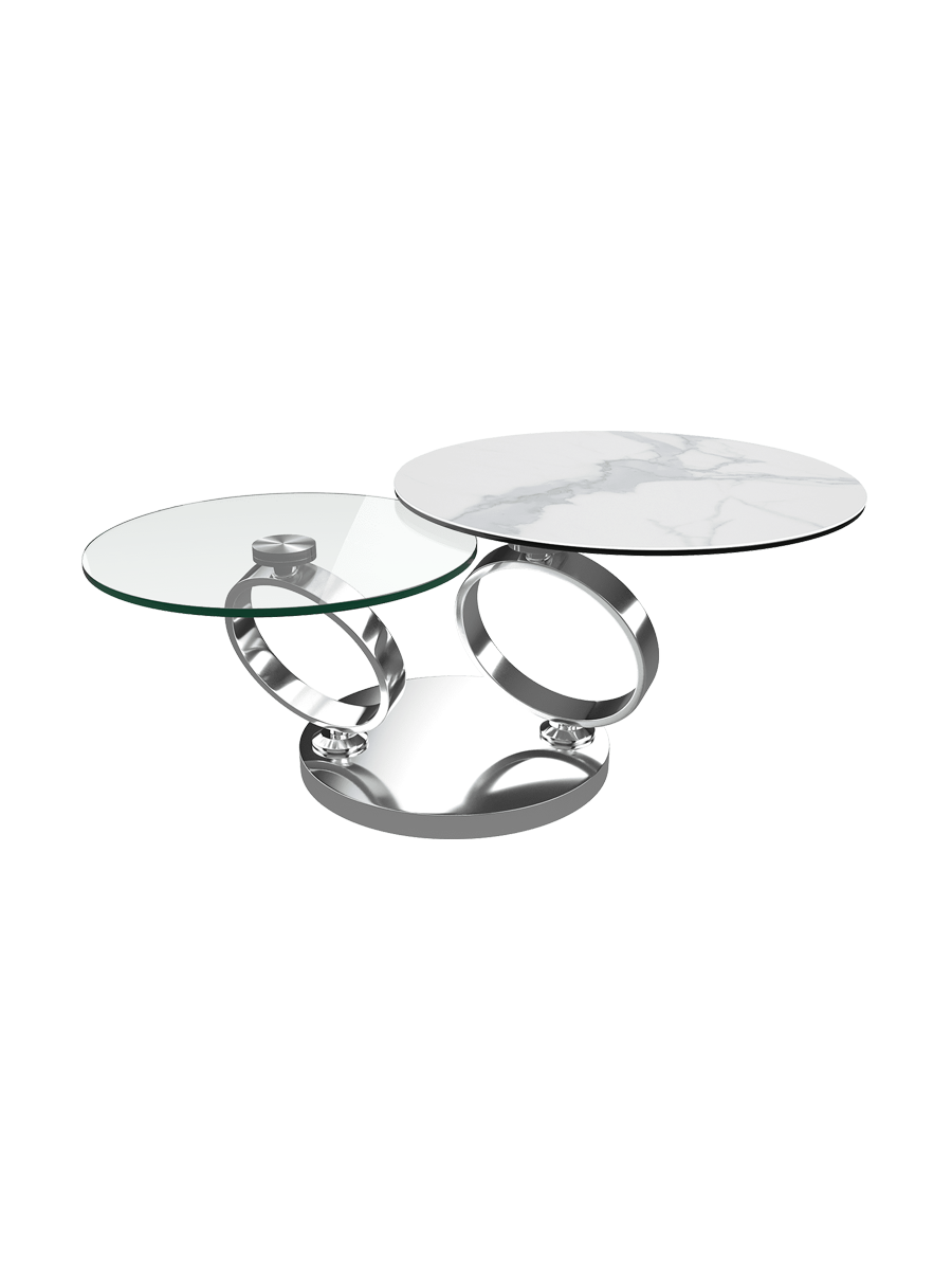 
Table basse design extensible et modulable « Eolia Silver » - Céramique Silver