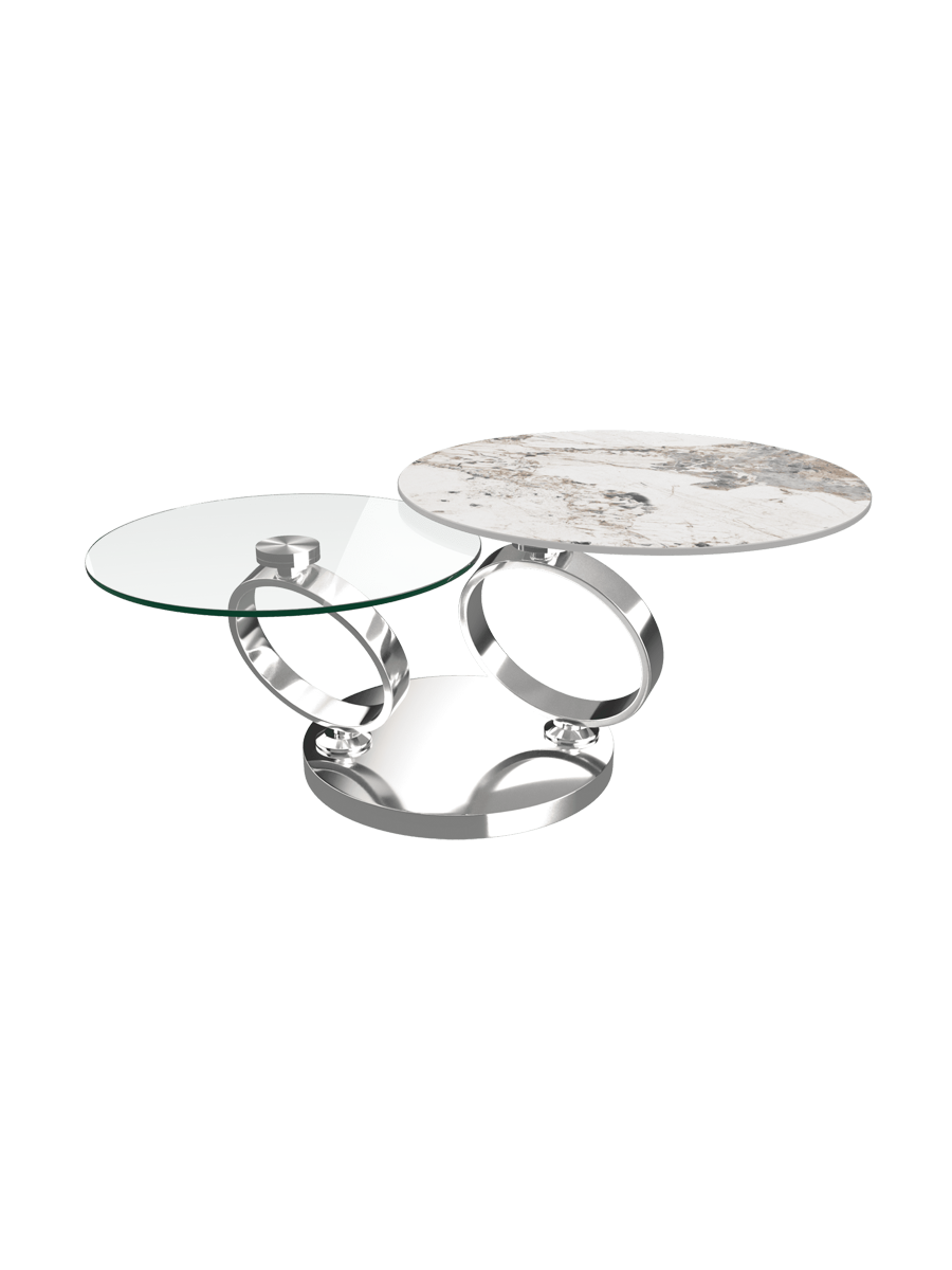 
Table basse design extensible et modulable « Eolia Silver » - Céramique Silver