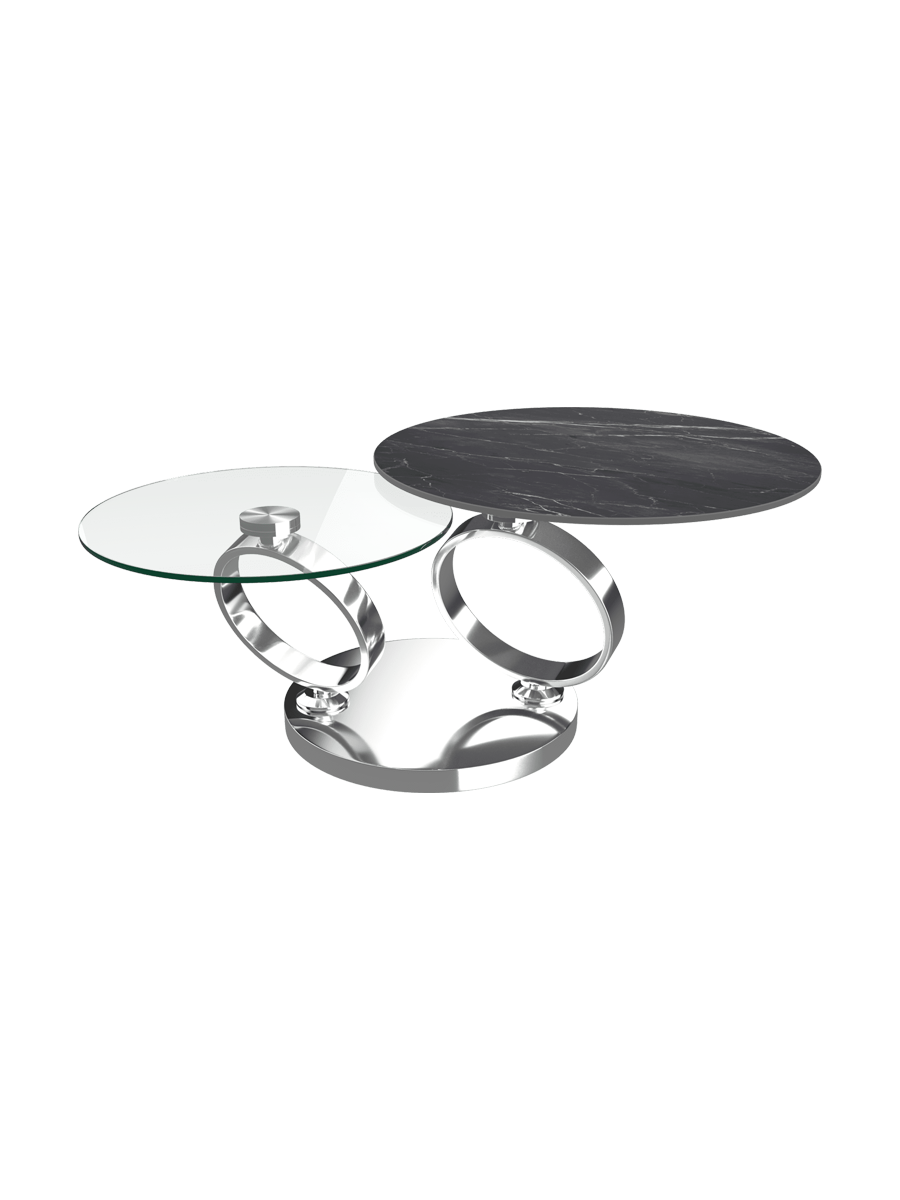 
Table basse design extensible et modulable « Eolia Silver » - Céramique Silver