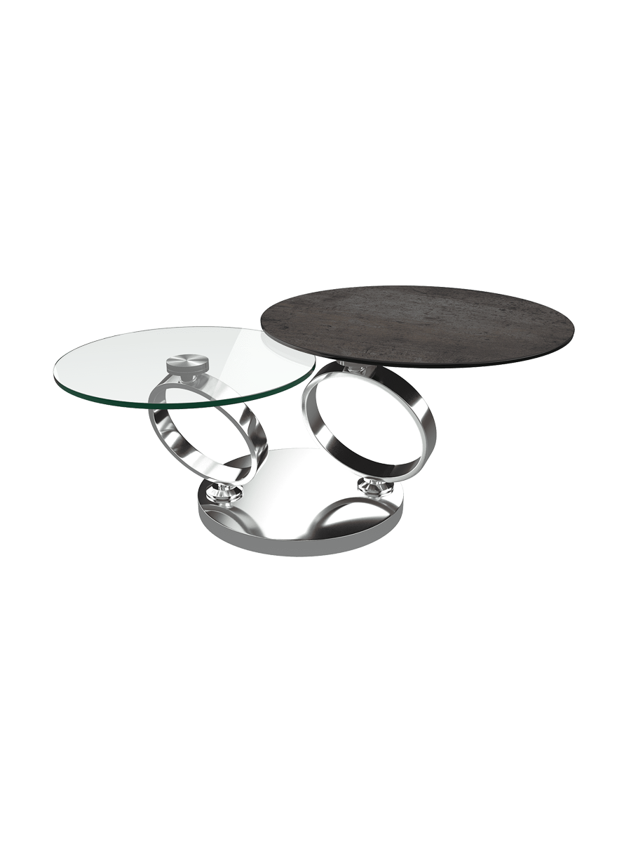 
Table basse design extensible et modulable « Eolia Silver » - Céramique Silver