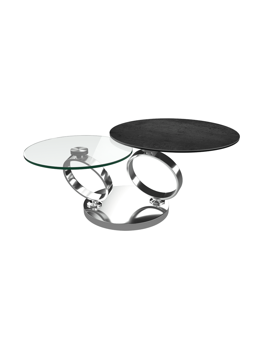 
Table basse design extensible et modulable « Eolia Silver » - Céramique Silver