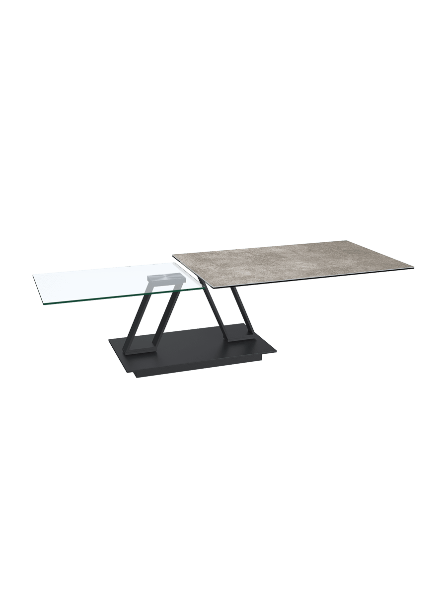 
Extendable, Flexible Designer Ceramic Coffee Table "Barcelona" - Titanium/Black