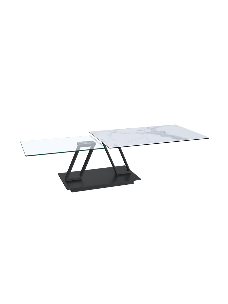 
Extendable, Flexible Designer Ceramic Coffee Table "Barcelona" - Titanium/Black