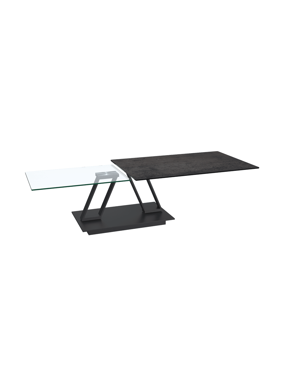 
Extendable, Flexible Designer Ceramic Coffee Table "Barcelona" - Titanium/Black
