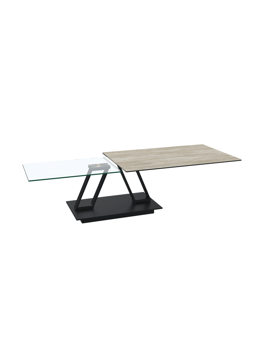 
Extendable, Flexible Designer Ceramic Coffee Table "Barcelona" - Titanium/Black