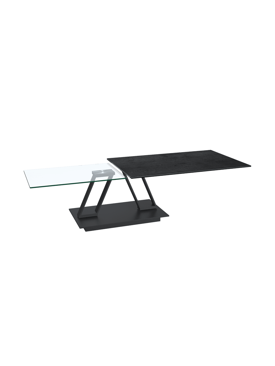 
Extendable, Flexible Designer Ceramic Coffee Table "Barcelona" - Titanium/Black