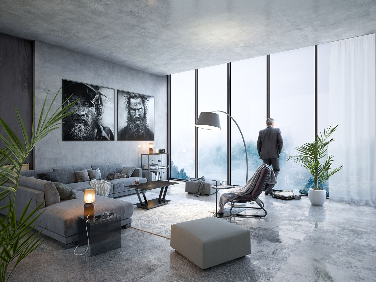
Extendable, Flexible Designer Ceramic Coffee Table "Barcelona" - Titanium/Black