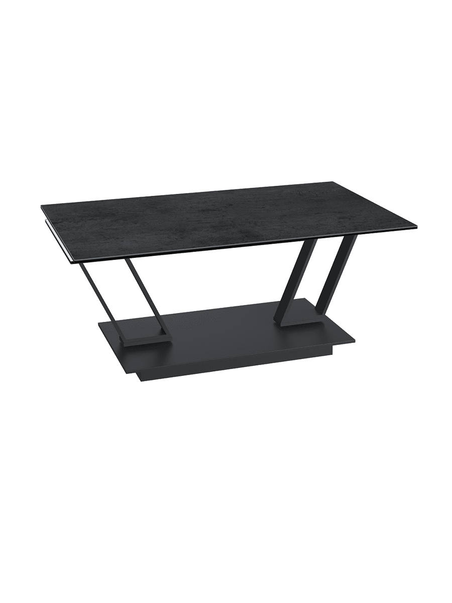 
Extendable, Flexible Designer Ceramic Coffee Table "Barcelona" - Titanium/Black