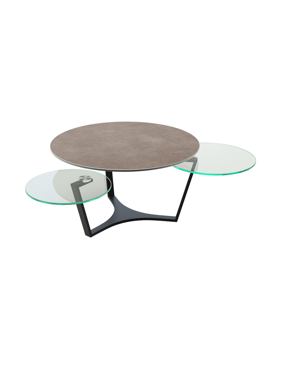 
Extendable, Flexible Designer Ceramic Coffee Table "Safran" - Titanium/Black