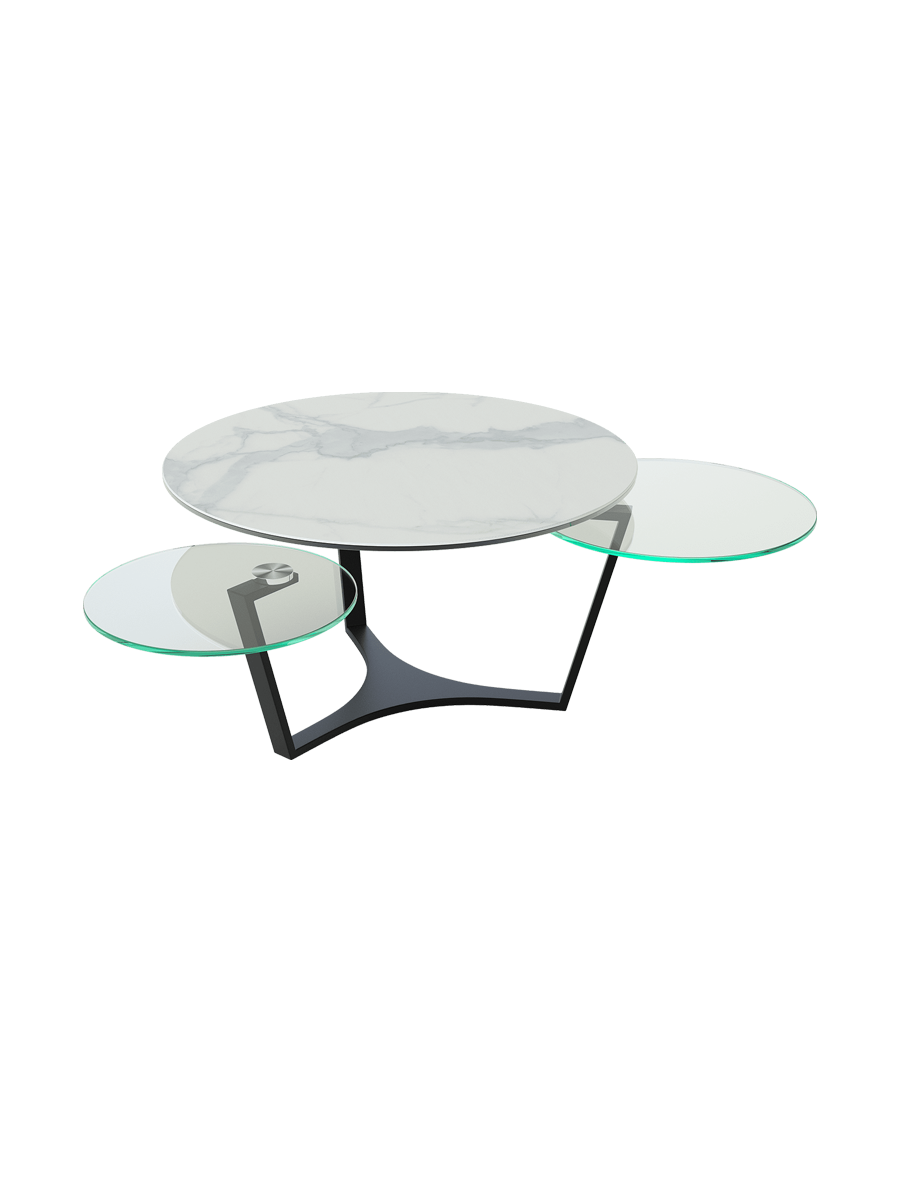 
Extendable, Flexible Designer Ceramic Coffee Table "Safran" - Titanium/Black