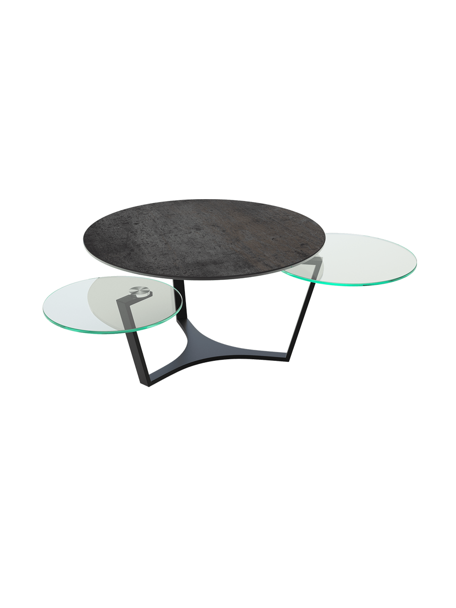 
Extendable, Flexible Designer Ceramic Coffee Table "Safran" - Titanium/Black