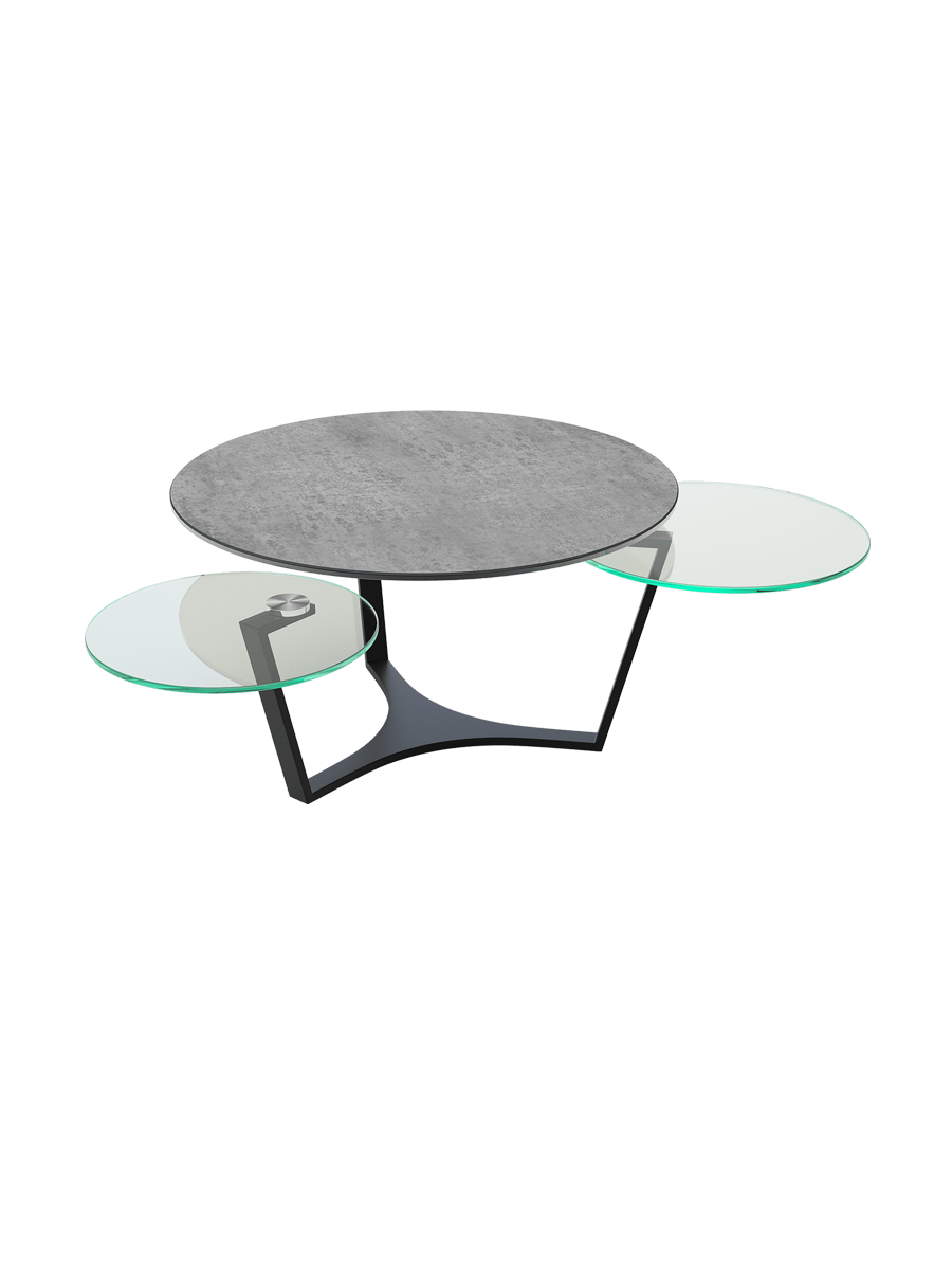 
Extendable, Flexible Designer Ceramic Coffee Table "Safran" - Titanium/Black