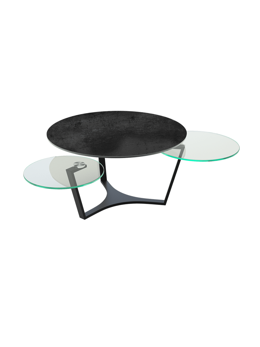
Extendable, Flexible Designer Ceramic Coffee Table "Safran" - Titanium/Black