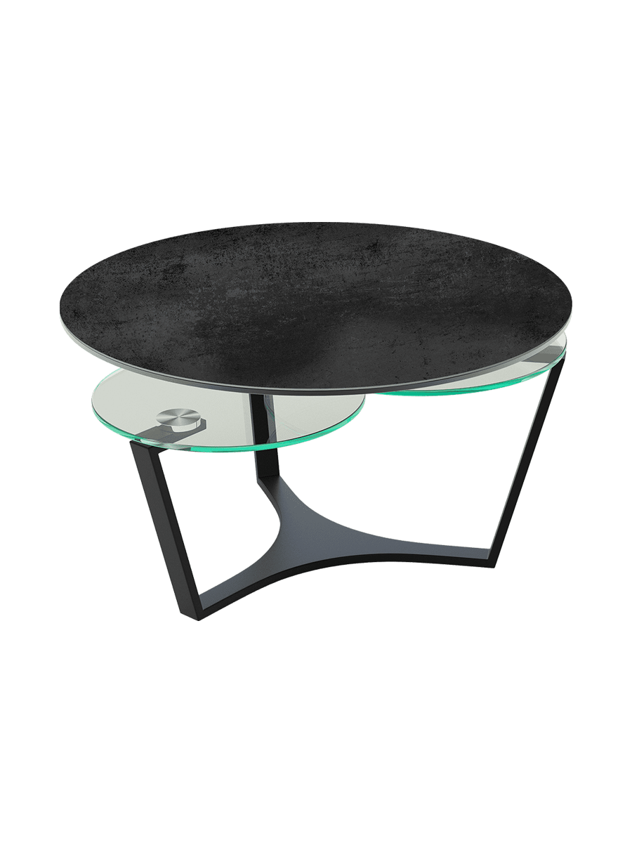 
Extendable, Flexible Designer Ceramic Coffee Table "Safran" - Titanium/Black