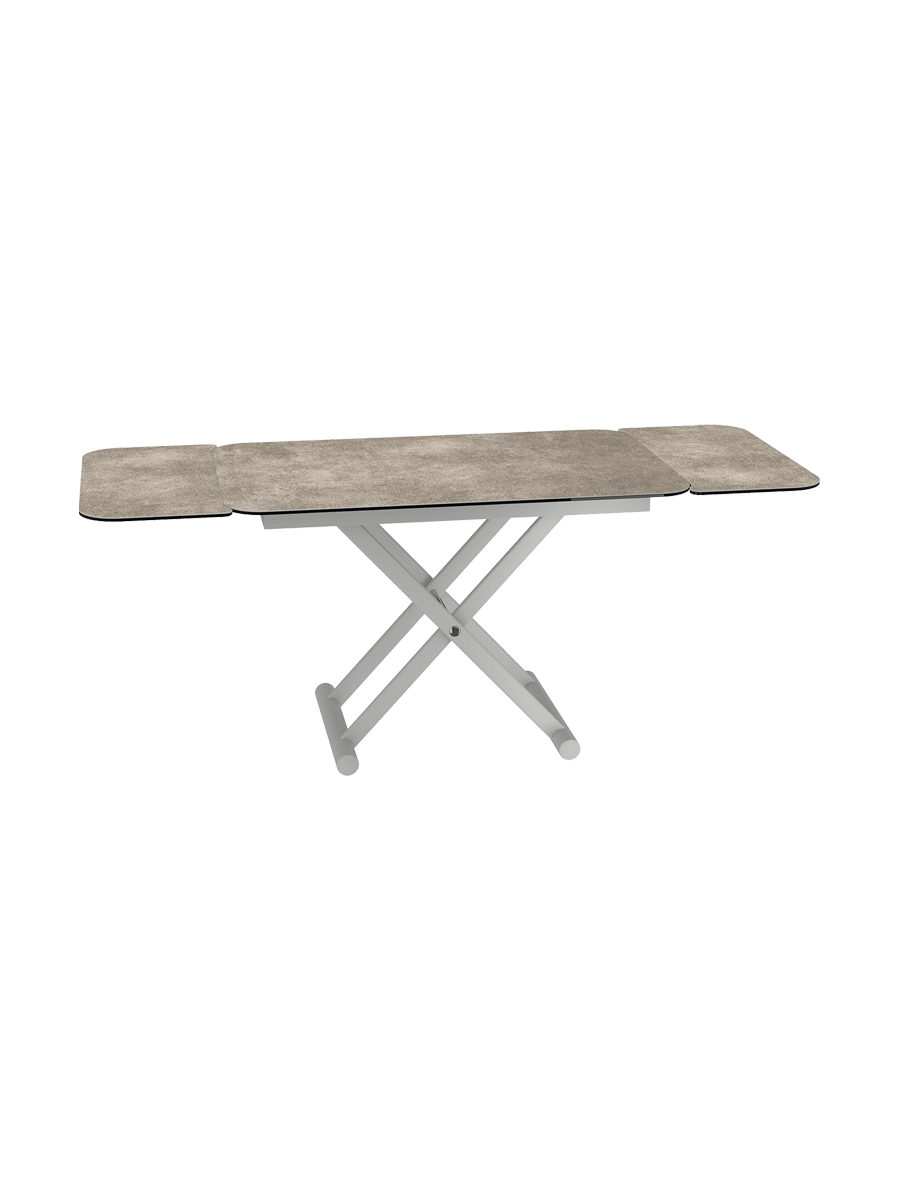 
Höhenverstellbarer und ausziehbarer Design Ess- und Couchtisch „Enora“ - Zementgrau