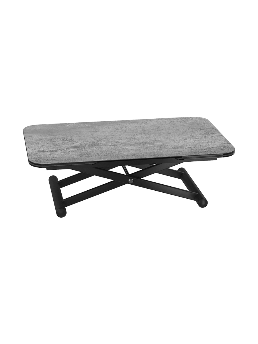 
Height-Adjustable and Extendable Design Dining and Coffee Table "Enora" - Silver