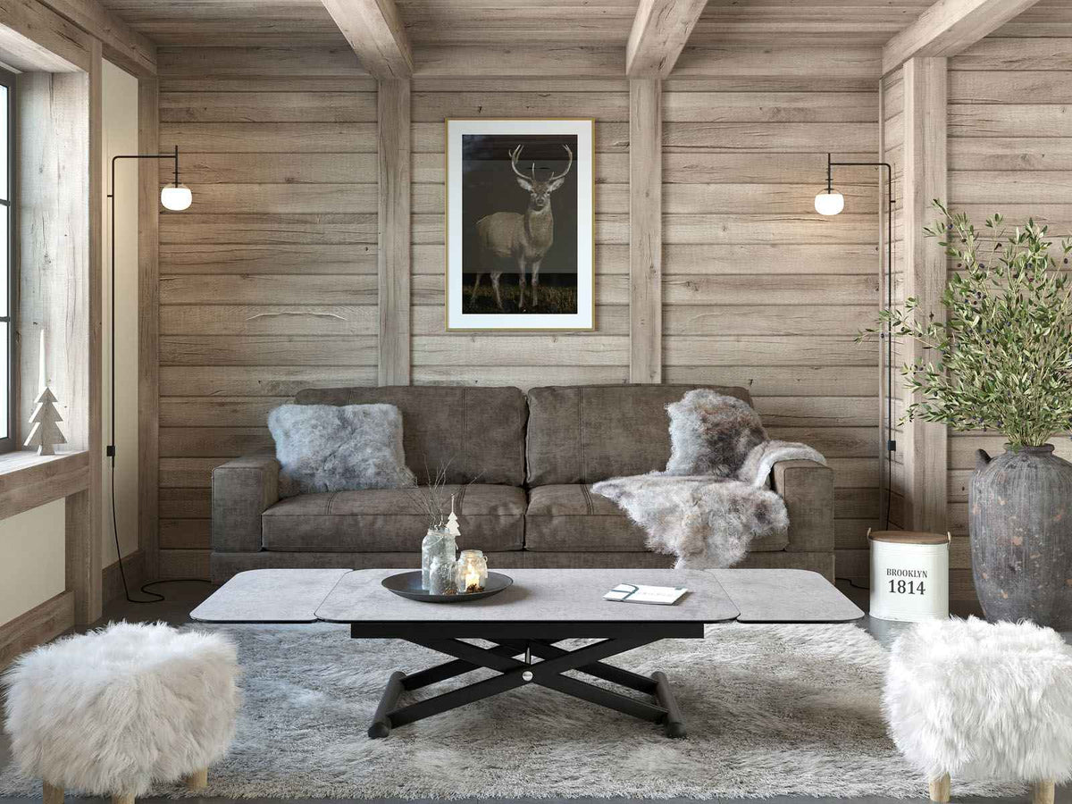 
Höhenverstellbarer und ausziehbarer Design Ess- und Couchtisch „Enora“ - Silver