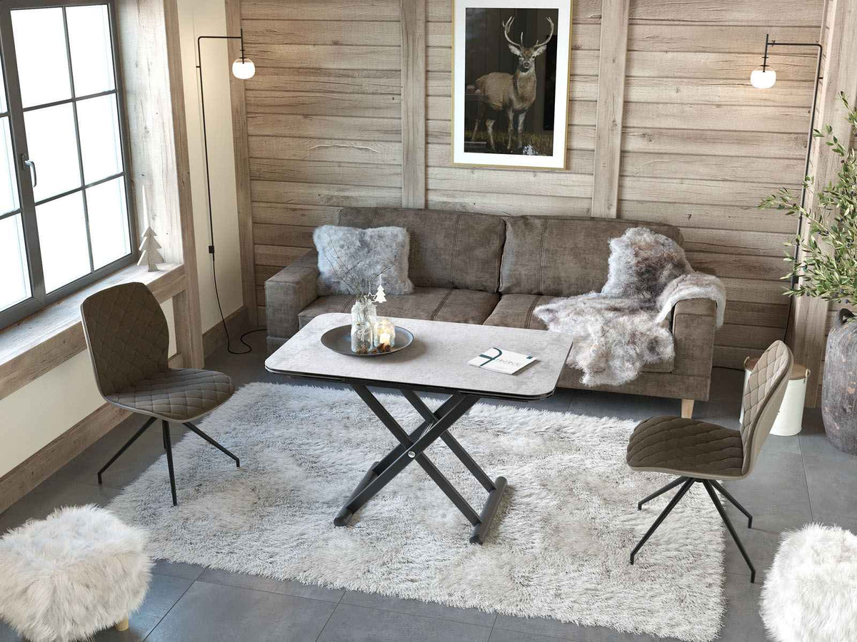 
Höhenverstellbarer und ausziehbarer Design Ess- und Couchtisch „Enora“ - Silver
