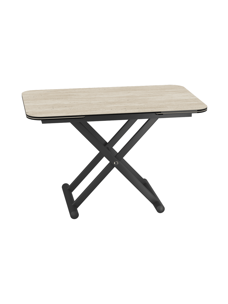 
Höhenverstellbarer und ausziehbarer Design Ess- und Couchtisch „Enora“ - Travertin
