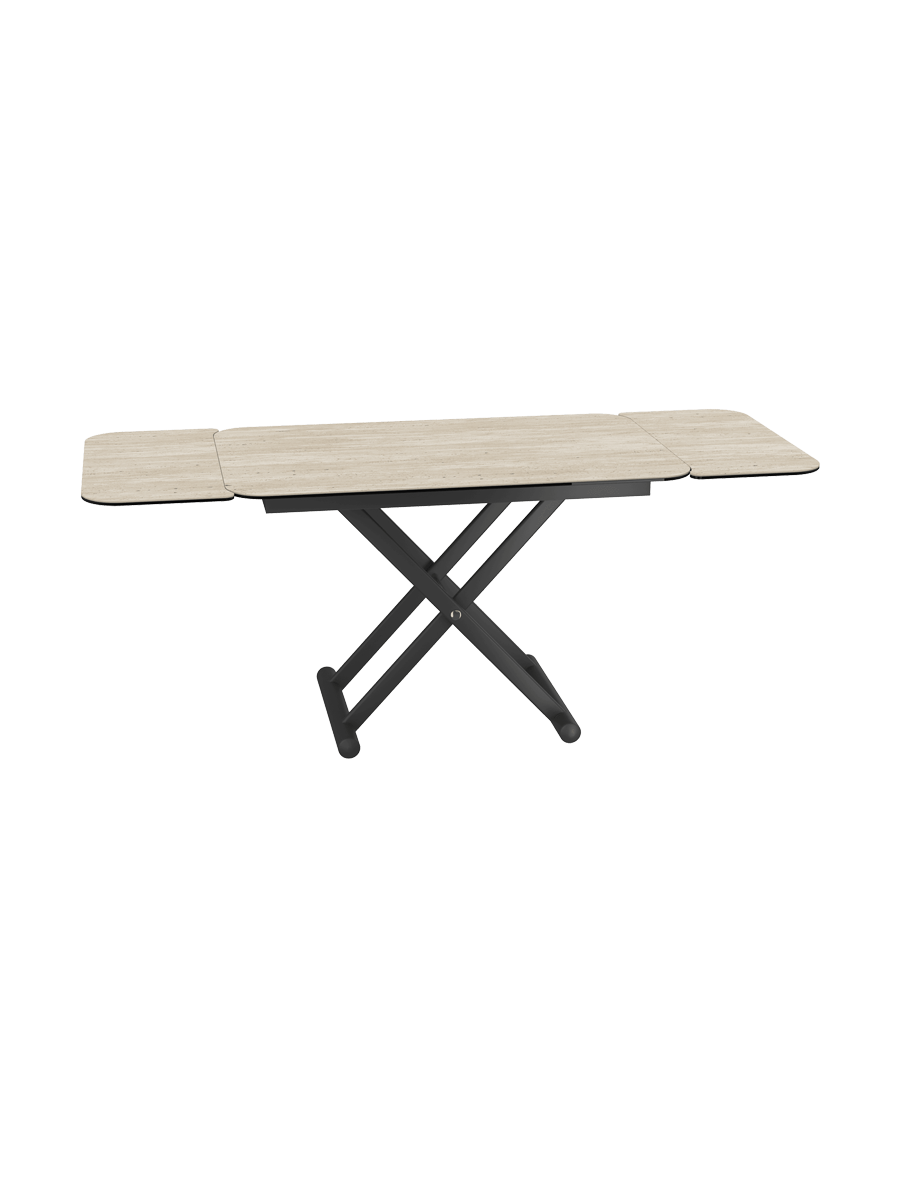 
Höhenverstellbarer und ausziehbarer Design Ess- und Couchtisch „Enora“ - Travertin