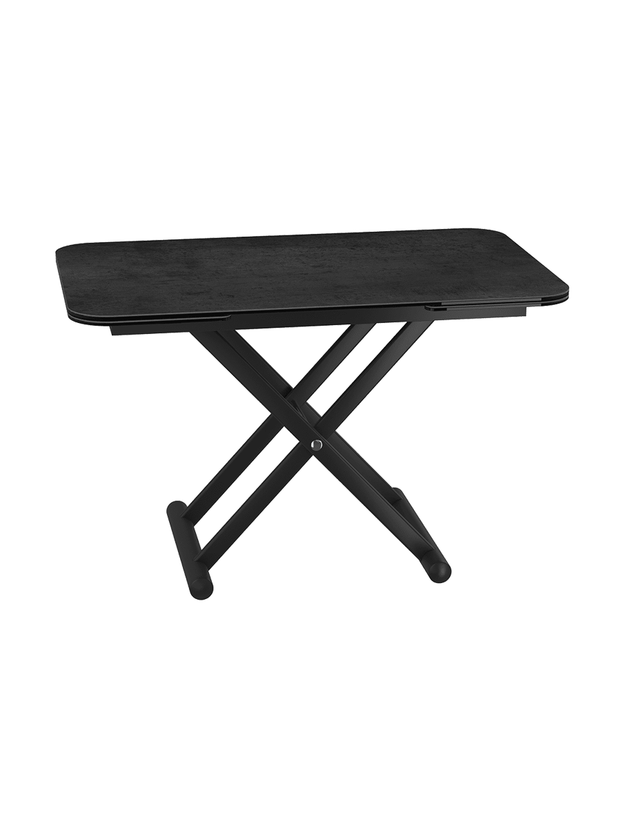 
Table basse et de salle à manger design, réglable en hauteur et extensible « Enora » - Titane