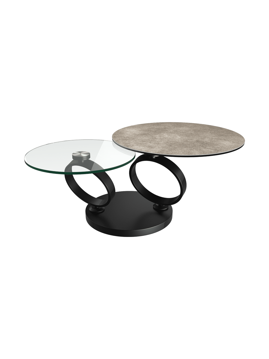 
Extendable, flexible designer coffee table "Eolia Black" - Ceramic Titanium