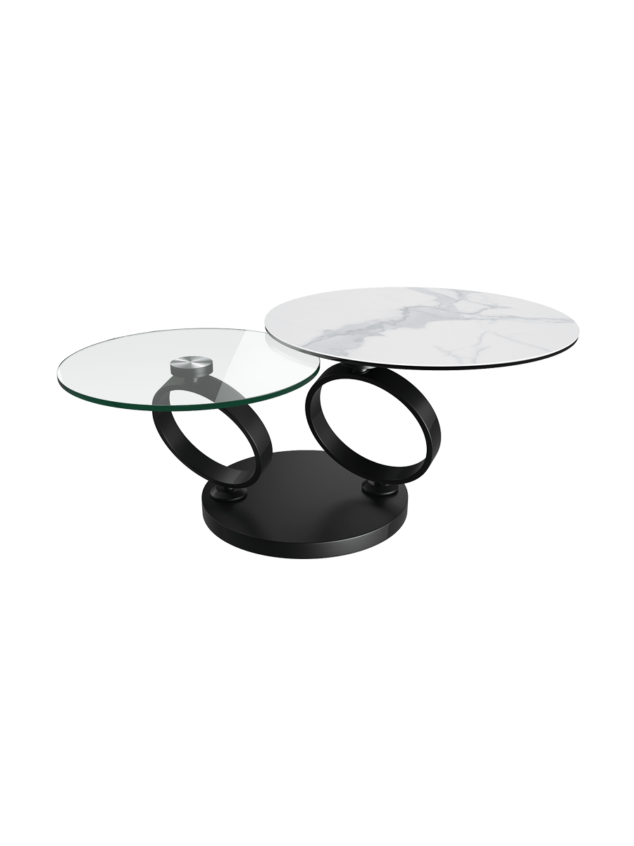 
Extendable, flexible designer coffee table "Eolia Black" - Ceramic Titanium