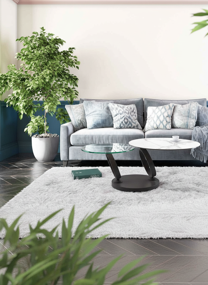 
Tavolino da salotto allungabile e flessibile di design «Eolia Black» - Ceramica effetto marmo Bianca