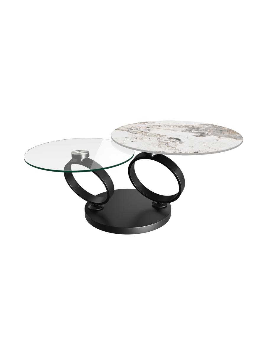 
Extendable, flexible designer coffee table "Eolia Black" - Ceramic Titanium